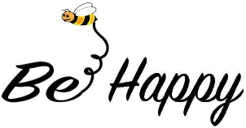Bee Happy Vinyl Decal - Durable & Weather Resistant 4x2.2