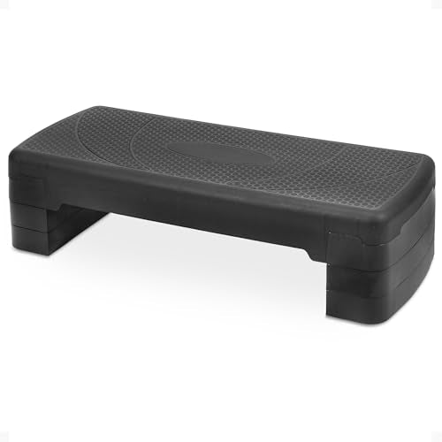 31-Inch Aerobic Step Platform Trainer with Adjustable Risers - Black
