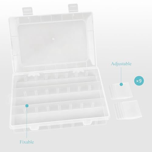 Clear Fishing Tackle Box - 12-Compartment Organizer with Adjustable Dividers