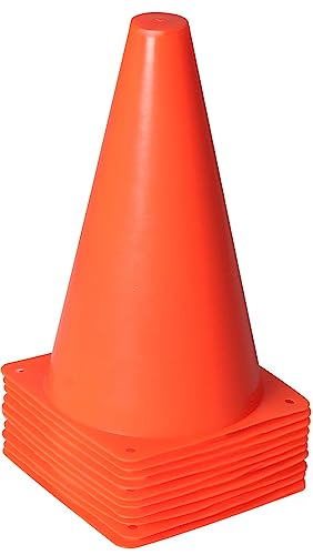 9-Inch Orange Traffic Cones - 10-Pack Sports Training Cones