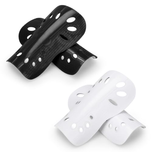 Soccer Shin Guards - Lightweight & Breathable Protective Gear - Black & White