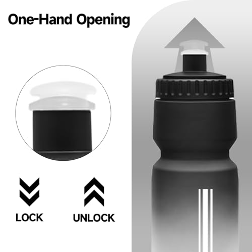 Bike Water Bottle - 24oz Leakproof Squeeze Design - Black