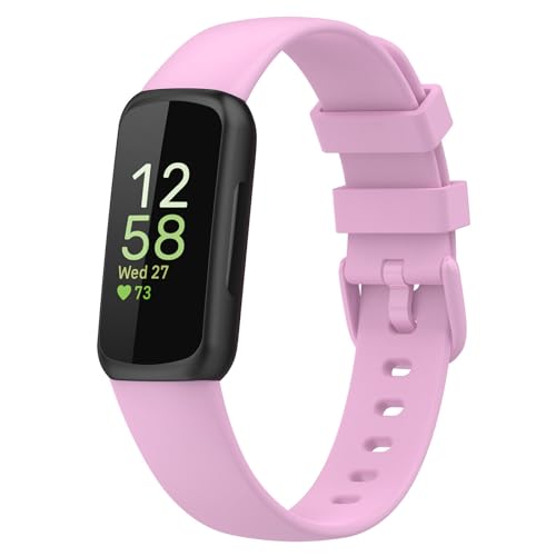Fitbit Inspire 3 Bands - Soft Silicone Adjustable Wristband - Light Purple, Small