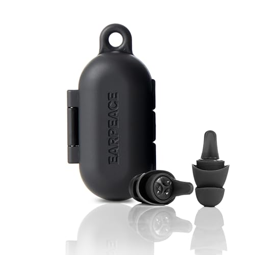 EarPeace Everyday Ear Plugs for Noise Reduction & Noise Control ? High-Fidelity Earplugs, Comfortable & Reusable Earplugs for Travel, Sleep, Work, Snoring Blocking, Includes Carrying Case ? Black