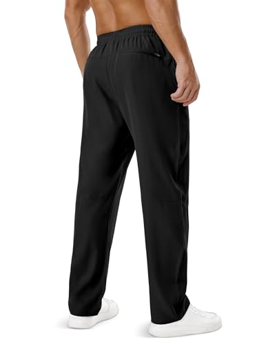 ASYJUMPD Men's Hiking Sweatpants with 3-Zip Pockets, Large / 01 Black