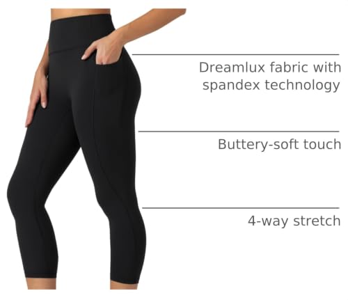 Colorfulkoala Dreamlux No Front Seam Capri Leggings with Pockets - Black, Large