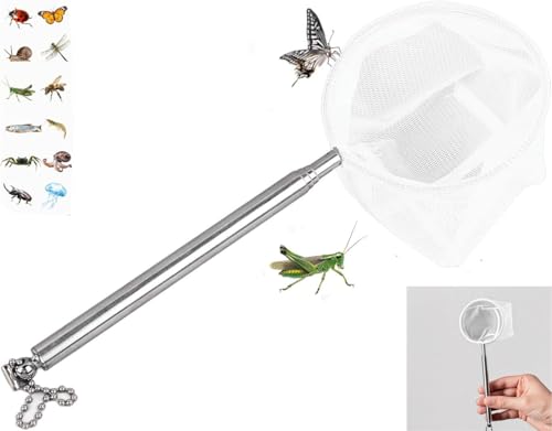 Telescopic Butterfly Net with Extendable Handle - White
