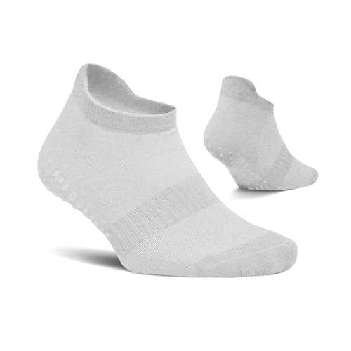 Non-Slip Pilates Ankle Grip Socks for Women - Grey - Size 9-11