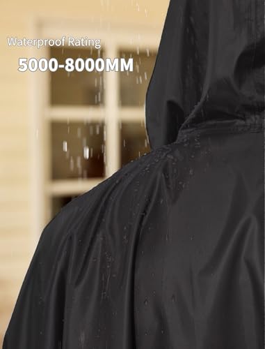 COOFANDY Rain Ponchos for Adults – Lightweight Waterproof Hooded Packable Rain Jacket