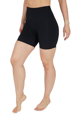 High Waisted Biker Shorts for Women - Classic Black 5"