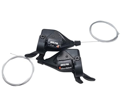 THALOUS 3x7/21 Speed Bicycle Gear Shift Levers Pair No Grips for MTB Road Bike