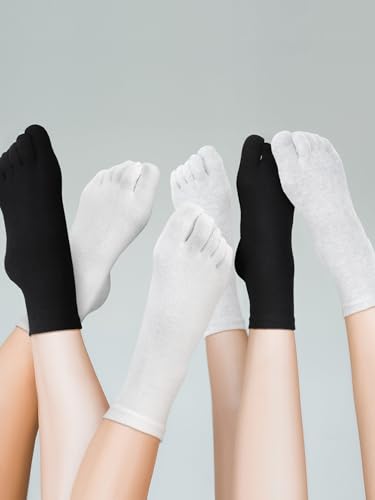 Bencailor Cotton Toe Socks for Women & Men - Quarter-Crew, Size 8-11, Classic Style