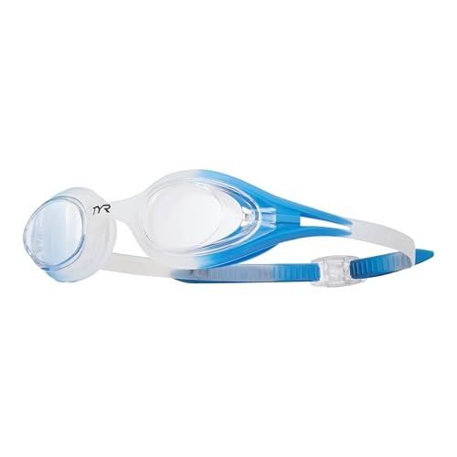 Hydra Flare Swim Goggles - Anti-Fog, Wide Vision, One Size - Clear/Blue