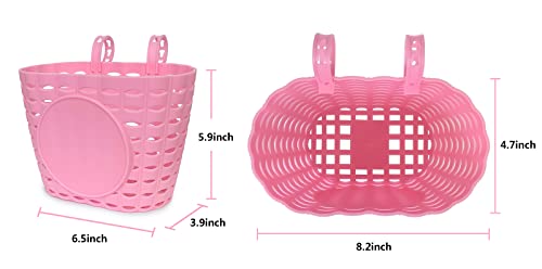 Child Bike Basket for Girls - Easy Install, Durable Plastic, Customizable Cartoon Stickers