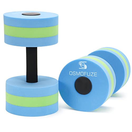 Aquatic Dumbbells - 2 Pcs EVA Foam Resistance Barbells for Water Exercise - Blue-Green