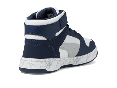 PUMA Boys' Rebound Layup Slip-On Sneakers White Light Gray Club Navy 2 Little Kid