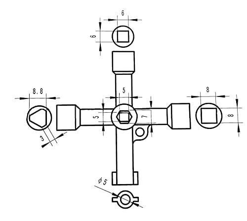 4-Way Universal Utility Key - Stainless Steel Cross Tool for Cabinets