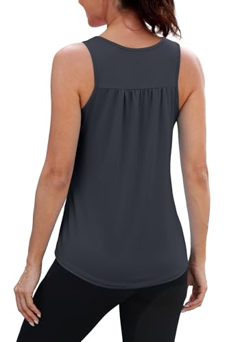 Workout Tank Top for Women - Racerback Loose Fit - Dark Grey XX-Large