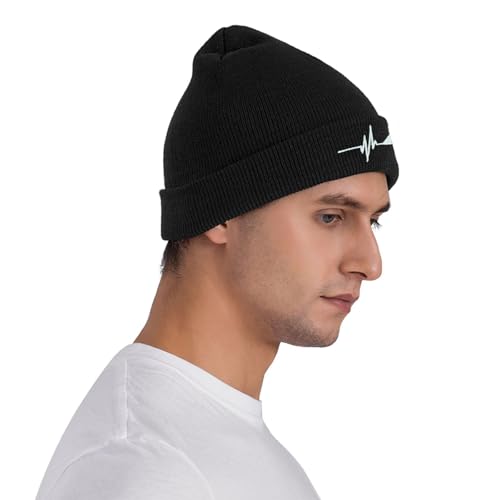 Embroidered Knit Beanie Cap - Soft Rose & Ghost Skull Design
