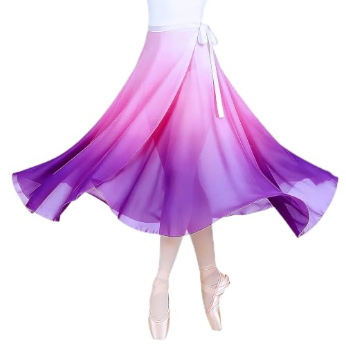 Baisdan Women's Ballet Skirt - Flowing Wrap Dance Skirt for Girls and Women, White-Pink-Purple