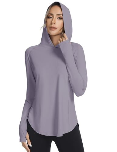 Bashafo Women's UPF50+ Sun Protection Long Sleeve Fishing & Hiking Shirt - Large, Dark Purple
