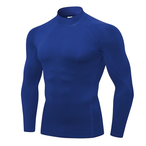 Men's Long Sleeve Compression Workout T-Shirt - Small Blue