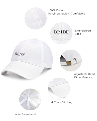 Bride and Groom Baseball Caps - White & Black - Wedding Gift