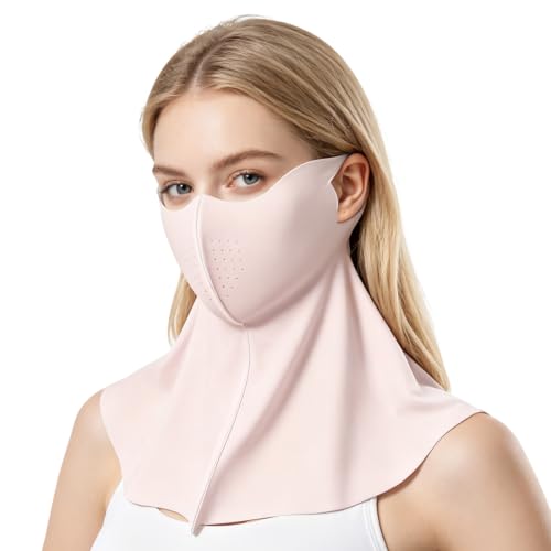 UPF 50+ Sun Protection Face Mask with Neck Coverage - Pink