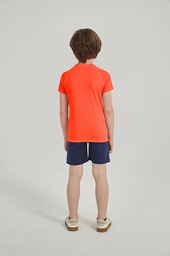 Kids Neon Swim Shirt - Short Sleeve UPF 50+ Rash Guard, 7-8 Years