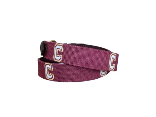 Hand-Stitched Needlepoint Belt with College of Charleston Logo