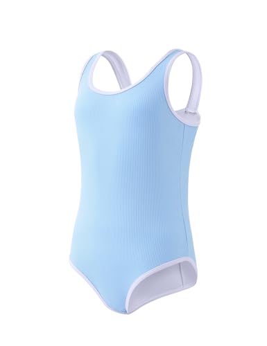 Girls' Ribbed One-Piece Swimsuit - Color Block Sports Bathing Suit - 4-5T Blue