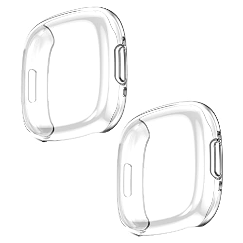 2-Pack TPU Protective Case with Screen Protector for Versa 4 & Sense 2 - Clear