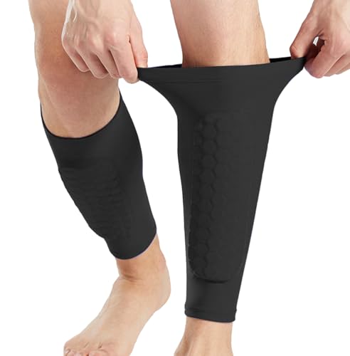 Soccer Shin Guards with Honeycomb Pads - Black, Large - 2 Pcs