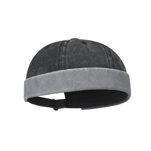 Retro Brimless Beanie Hat - Washed Cotton Skull Cap for All