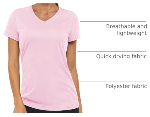 Women's UPF 50+ Short Sleeve Workout Top - Quick Dry V-Neck Gym Tee