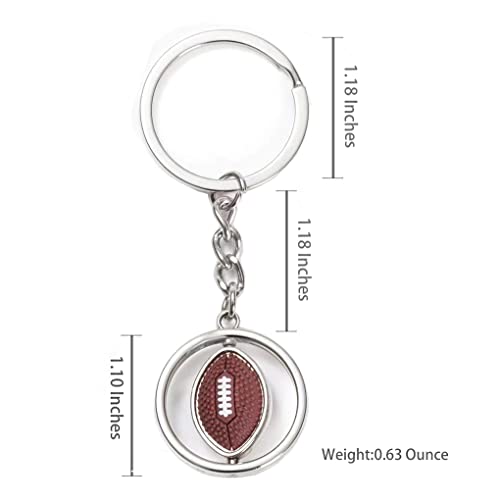 360° Spinning Football Pendant Keychain - Durable Metal Rugby Key Ring
