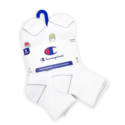 Champion Women's Quarter Socks 6-Pack - Cushioned, Moisture-Wicking, Supportive Footwear