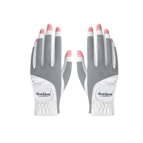 Scott Edward Women's Open-Finger Golf Gloves Left & Right Hand Grey 19-M