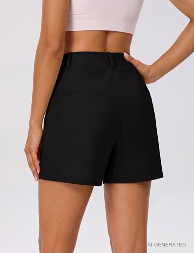 Black BMJL High Waisted Athletic Shorts with Pockets - 4.5" Workout for Women, Large