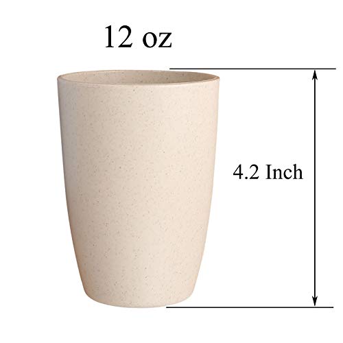 LuckyZone 10Pcs Eco-Friendly Wheat Straw Reusable Cups 12oz - Unbreakable & Dishwasher Safe Set