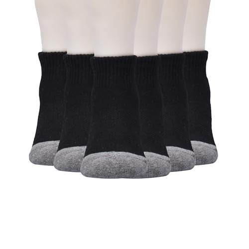 Kids' Quarter Crew Socks Multi-Pack - Soft & Stretchy, True Black