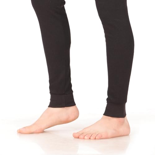 Place & Street X-Large Black Thermal Underwear Pants for Men – Cotton Blend Base Layer