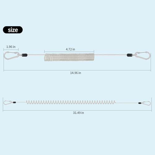 Vefungyan Transparency Fishing Pole Safety Tether Lanyard 2 pcs Heavy Duty Kayak Paddle Leash & Tie Strap