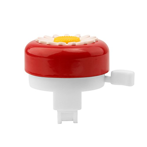 Kid's Bicycle Bell - Flower Design, Easy Install, Red & White