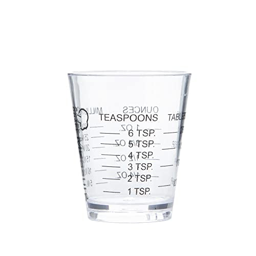 1 Ounce Plastic Shot Glass Measurer - Clear Measuring Tool