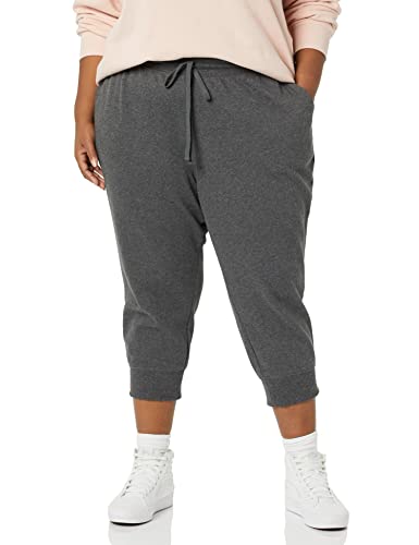 Amazon Essentials Women's Fleece Capri Jogger Sweatpants with Drawstring - Plus Size, Charcoal Heather
