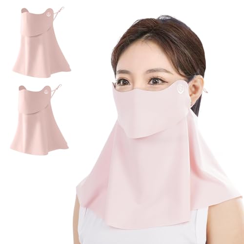 BALANCE BLOOM UPF 50+ Cooling Face Mask 2 Pack – Pink, Breathable Mouth Opening, Washable UV Protection