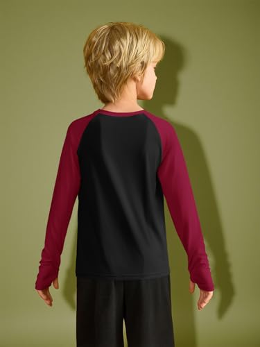 Boys Athletic Long Sleeve Colorblock T-Shirt - 11-12 Years Red