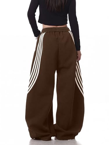 EMMIOL Women’s Y2K Baggy Barrel Striped Sweatpants High Waisted Wide