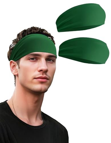 JHYWELL Green Pack Unisex Sports Headbands Non-Slip Sweat-Wicking for Running Cycling Yoga